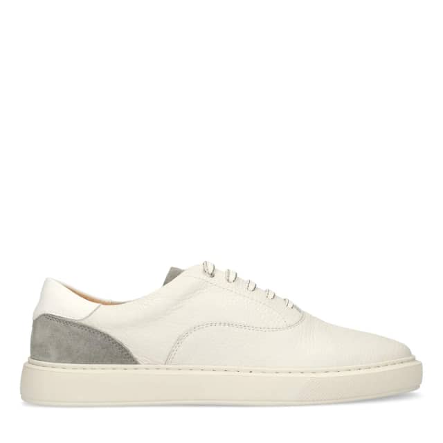 Manfield Off White Leren Sneakers Met Veters
