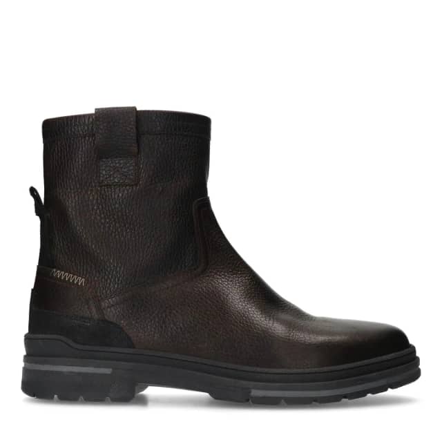 Manfield Donkerbruine Leren Boots Met Ritssluiting