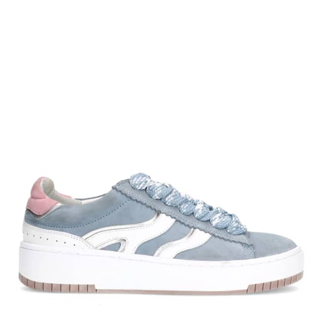 Sacha Blauwe suède sneakers met witte details