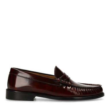 Manfield Burgundy Leren Loafers