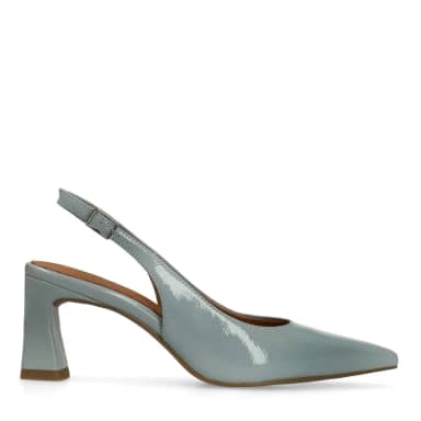 No Stress Blauwe Lak Slingbacks Met Blokhak Van 7 Cm Met Gespsluiting