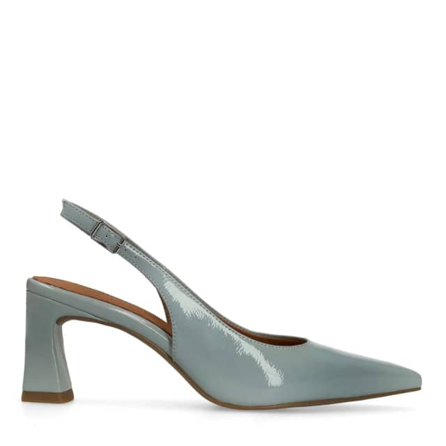 No Stress Blauwe Lak Slingbacks Met Blokhak Van 7 Cm Met Gespsluiting