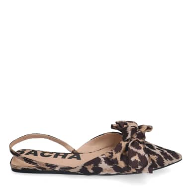 Sacha Leopard slingbacks met strik