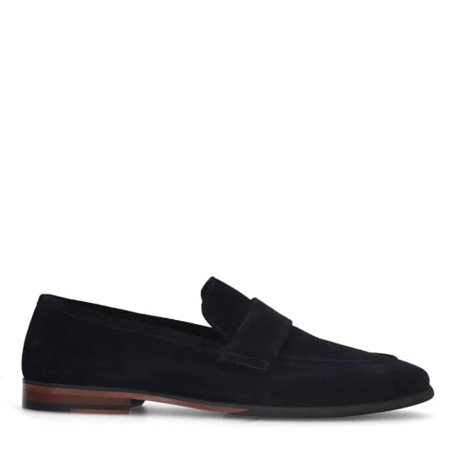 Manfield Blauwe Suède Loafers