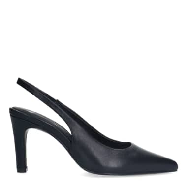 Manfield Zwarte Leren Slingbacks Met Naaldhak Van 9 Cm Met Gespsluiting