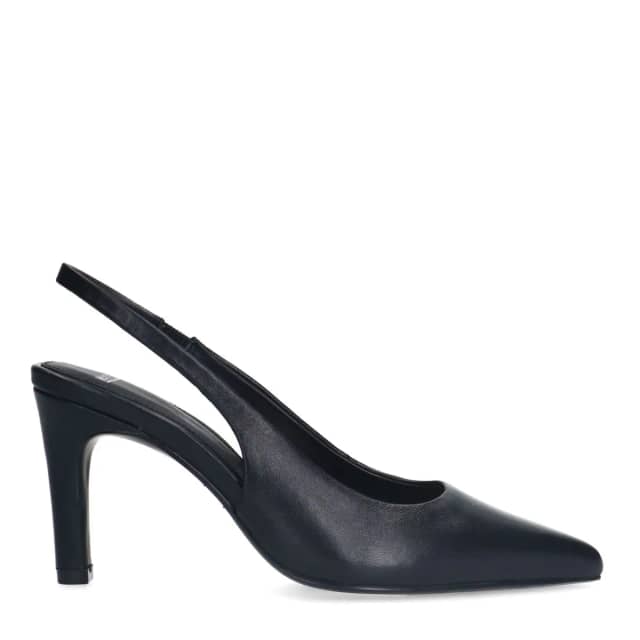 Manfield Zwarte Leren Slingbacks Met Naaldhak Van 9 Cm Met Gespsluiting