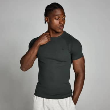 MP Origin geribd spieraccentuerend T-shirt voor heren - Verwassen zwart