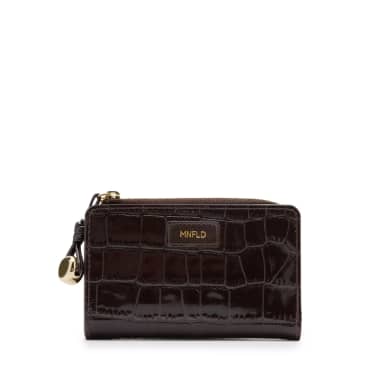 Manfield Manfield Bruine Lakleren Portemonnee Met Ritssluiting