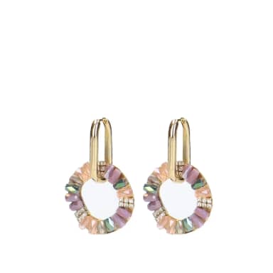 Manfield Manfield Gouden Oorbellen Met Gekleurde Details