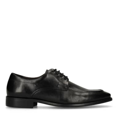 Manfield Manfield Zwarte Leren Veterschoenen
