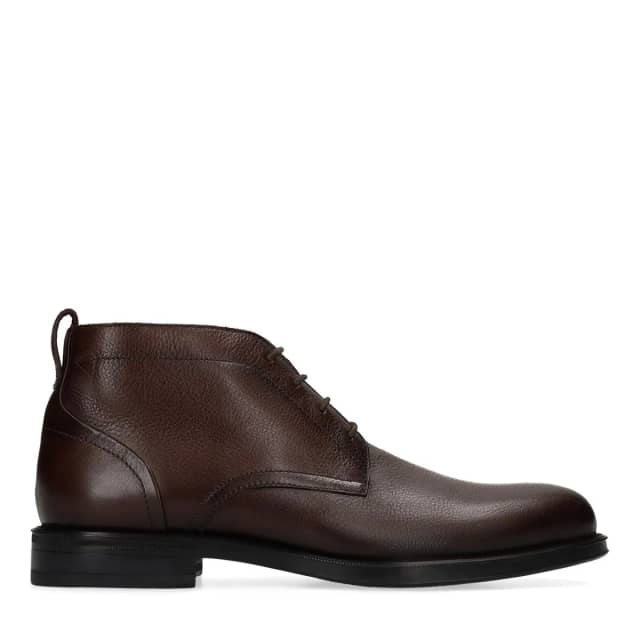 Manfield Bruine Leren Veterschoenen