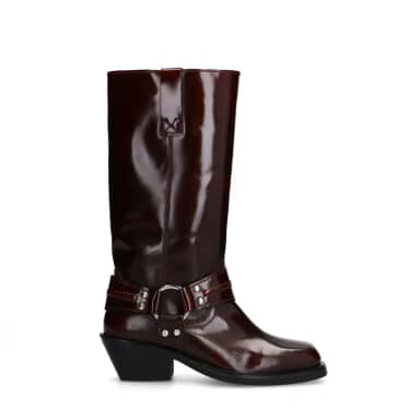 Burgundy leren biker boots