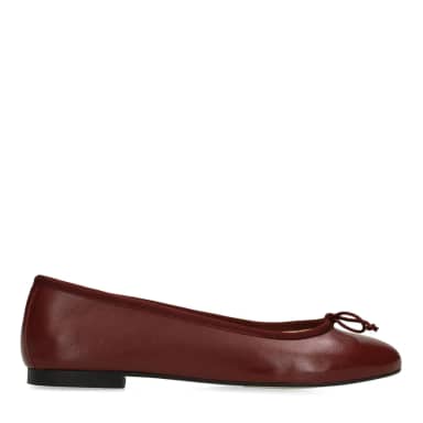 Manfield Bordeaux Rode Leren Ballerina's
