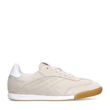 Manfield Beige Suède Sneakers Met Veters