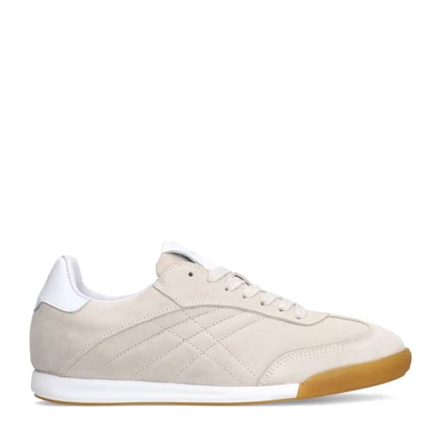 Manfield Beige Suède Sneakers Met Veters