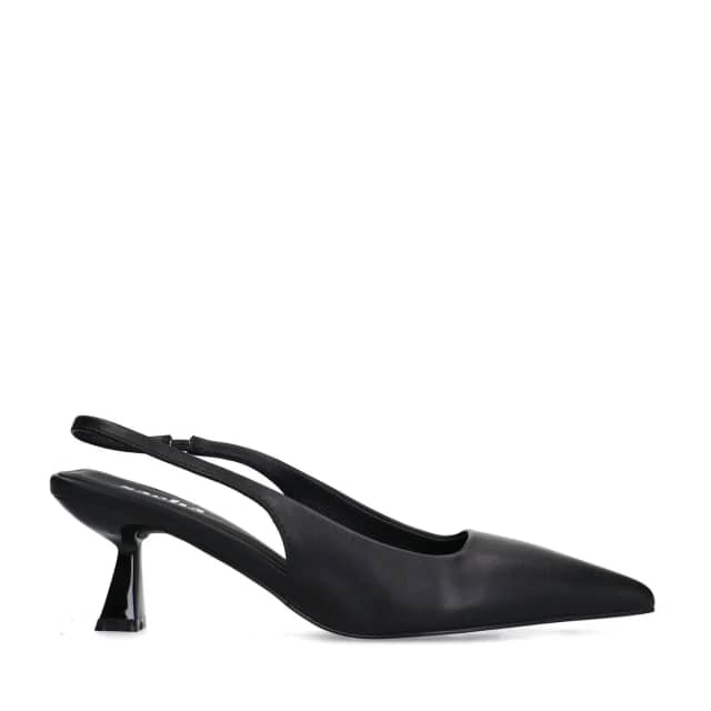 Sacha Zwarte leren slingback pumps