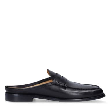 Manfield Zwarte Leren Loafers