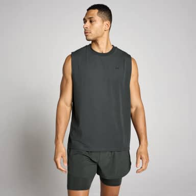 MP Heren Oversized Cotton Modal Tanktop - Gewassen Zwart