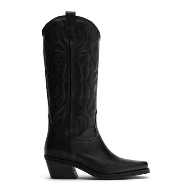 Sacha Zwarte leren cowboylaarzen met stiksels
