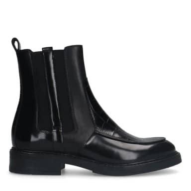 Manfield Manfield Zwarte Leren Chelsea Boots Met Elastieke Sluiting