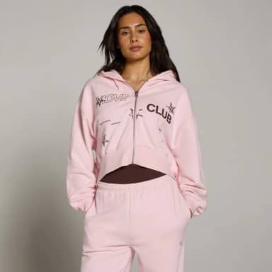 Myprotein MP Dames Move Club Graphic Lichtgewicht Loopback Hoodie met Rits - Blush