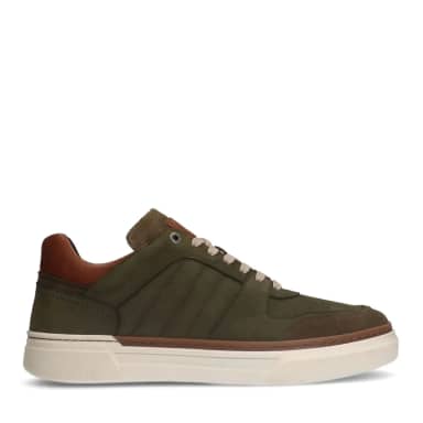 Manfield Khaki Nubuck Sneakers Met Veters