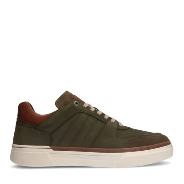Manfield Khaki Nubuck Sneakers Met Veters