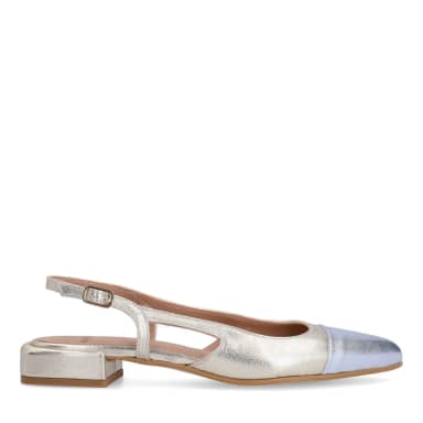 Manfield Manfield Gouden Leren Slingbacks Met Zilverkleurig Detail Met Gespsluiting