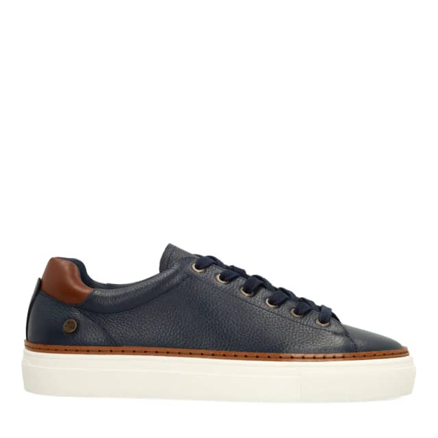 No Stress Donkerblauwe Leren Sneakers Met Veters