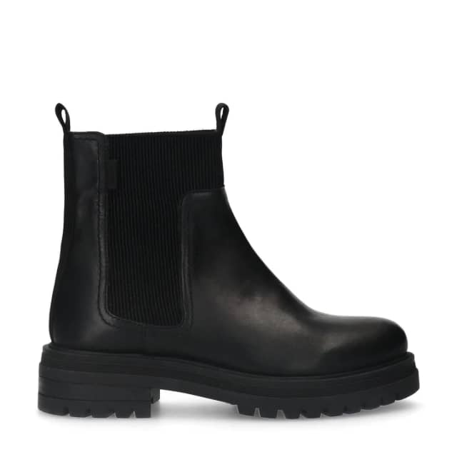 Manfield Zwarte Leren Chelsea Boots