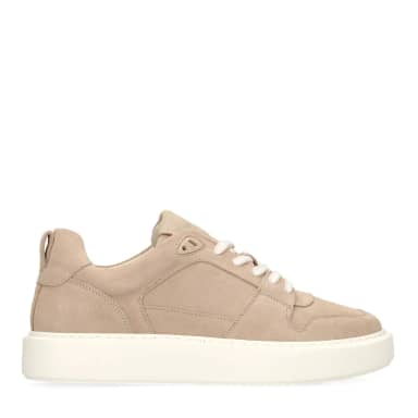 Manfield Beige Suède Sneakers Met Veters