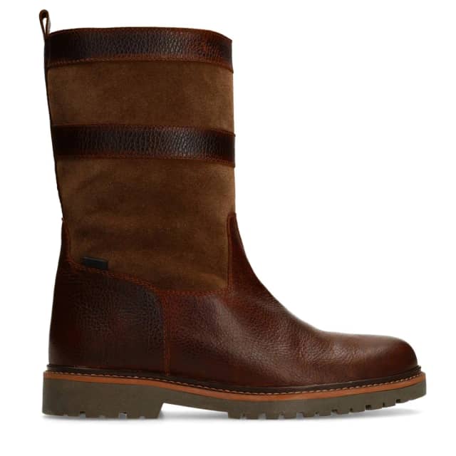 Manfield Cognac Leren Boots Met Ritssluiting