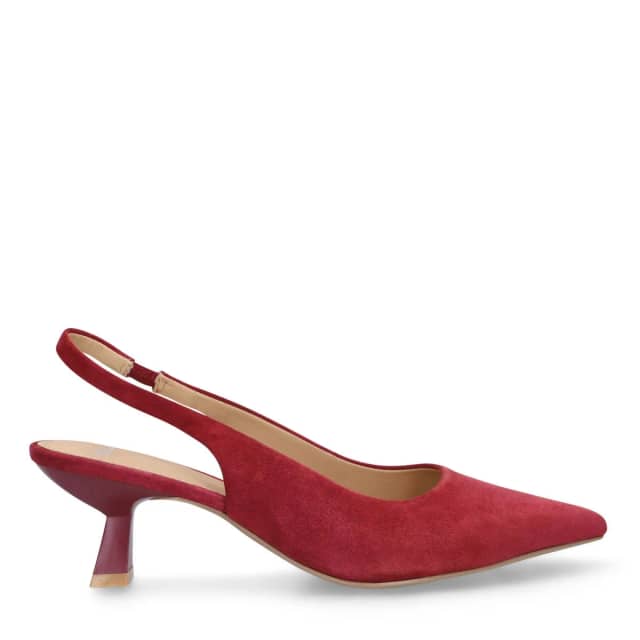 Manfield Burgundy Suède Slingbacks Trechterhakvan 6 Cm