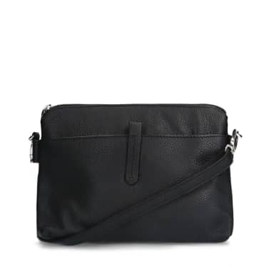 Manfield Manfield Zwarte Leren Schoudertas Met Ritssluiting
