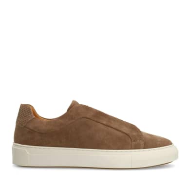 Manfield Taupe Suède Sneakers Met Veters