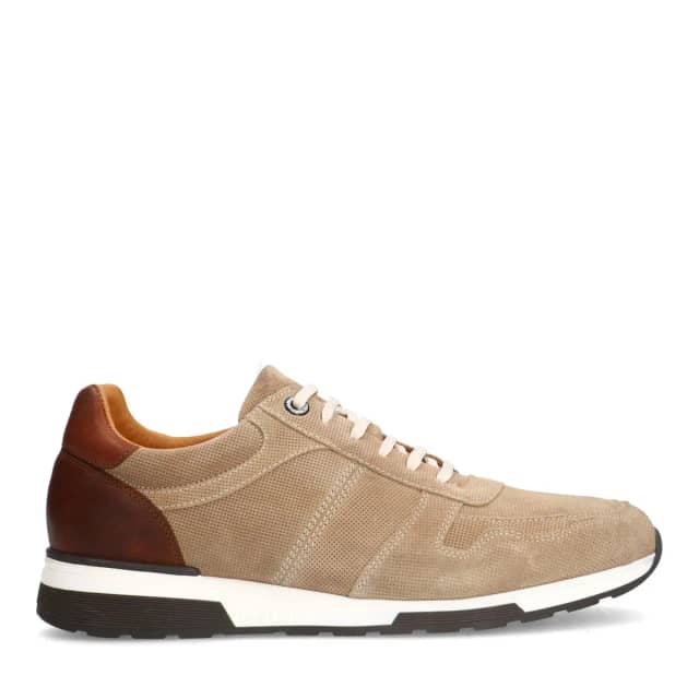 Van Lier Beige Positano Suède Sneakers Met Veters