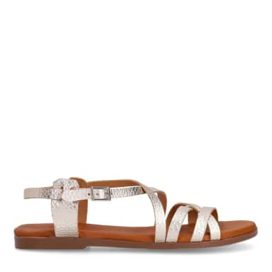 Manfield Gouden Leren Sandalen Met Gespsluiting