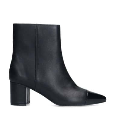 Manfield Manfield Zwarte Leren Enkellaarsjes Met Hak Met Ritssluiting