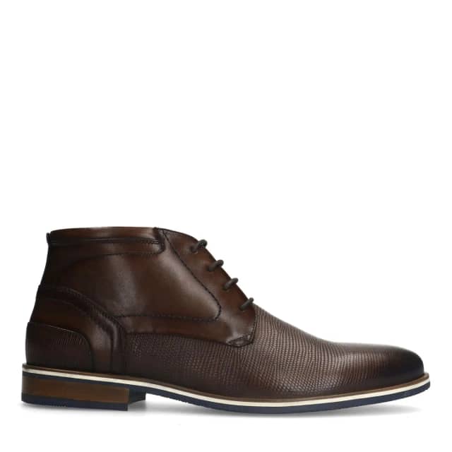 Manfield Bruine Leren Veterboots