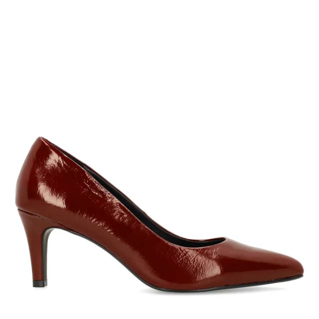 Manfield Burgundy Lakleren Pumps Met Lage Hak Van 4 Cm