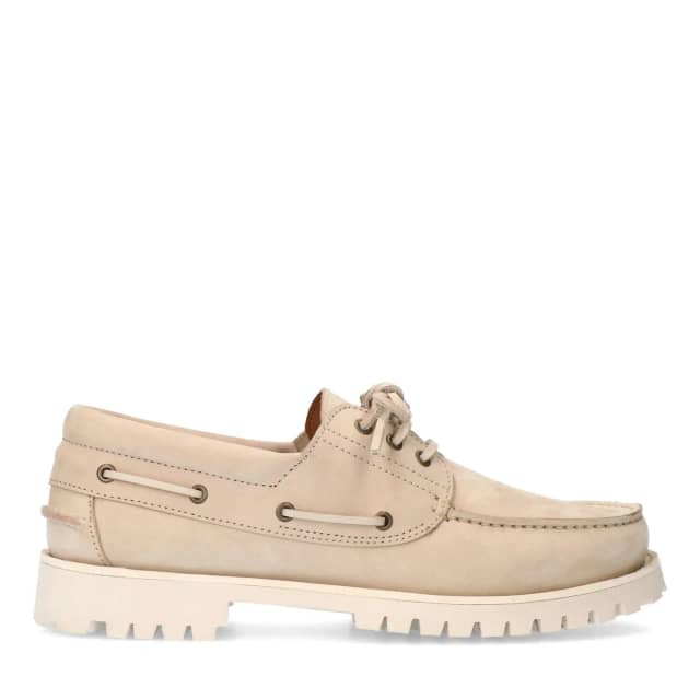Manfield Beige Nubuck Bootschoenen Met Veters