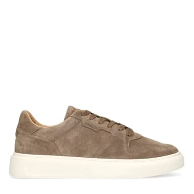 Manfield Taupe Suède Sneakers Met Veters