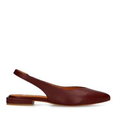 Manfield Bordeaux Rode Leren Slingbacks Met Elastieke Sluiting