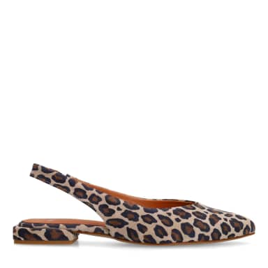 Manfield Manfield Leopard Suède Slingbacks Met Elastieke Sluiting