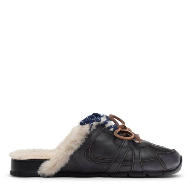 Sacha Greywashed faux fur sneaker muiltjes