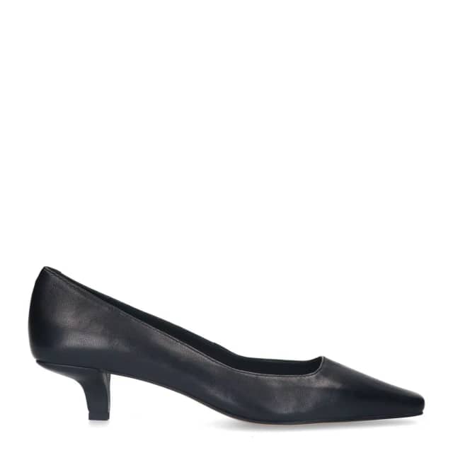 Manfield Zwarte Leren Pumps Met Lage Hak Van 3 Cm