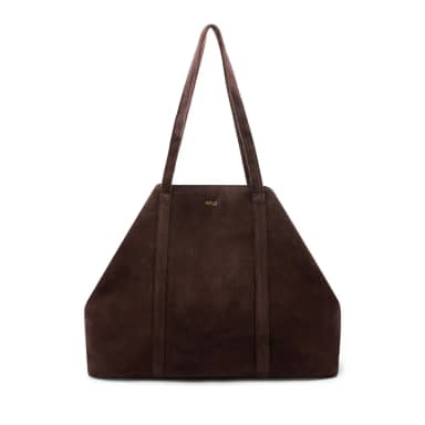 Manfield Manfield Donkerbruine Suède Shopper Clip