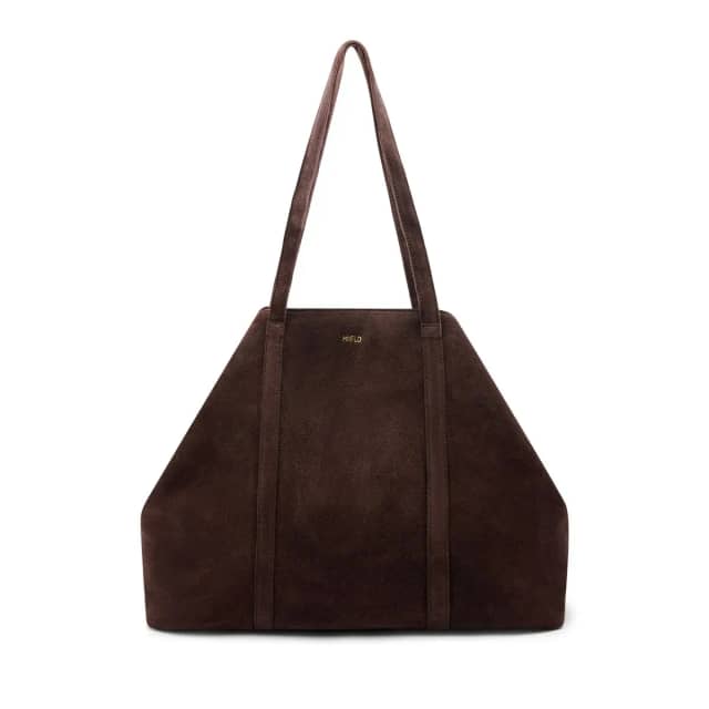 Manfield Donkerbruine Suède Shopper Clip