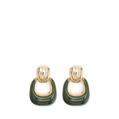 Manfield Manfield Groene Oorbellen Met Gouden Details