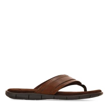 Manfield Bruine Leren Slippers Met Gespsluiting